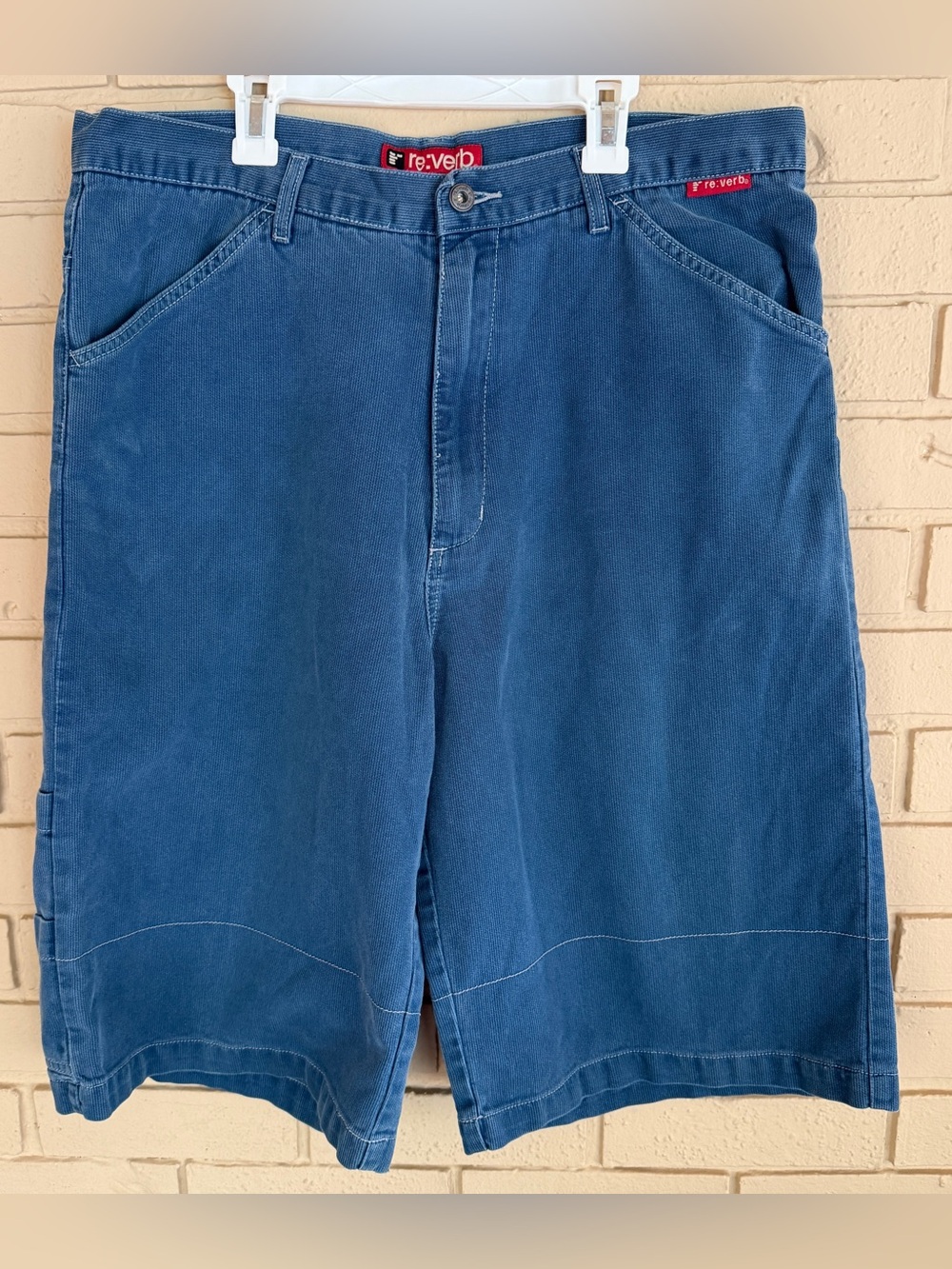 VTG RE:VERB Blue Denim Men’s Jean Shorts Cargo Carpenter Baggy Y2K Skater Sz 36